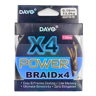 Шнур плетеный DAYO "X4" 100 м, диаметр 0,16 мм, тест 11,8 кг