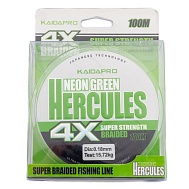 Шнур плетеный KAIDA PRO "Hercules" 100 метров, 4-х жильный, диаметр 0,35 мм., тест 27 кг.